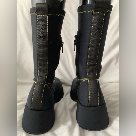 NEW Ganni Retro Flatform Ankle Sockboots Black/Yellow Size EU 39/US 9 - Picture 6 of 12